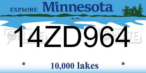 14ZD964 Minnesota License Plate