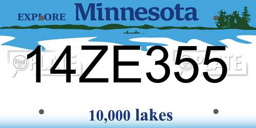 14ZE355 Minnesota License Plate