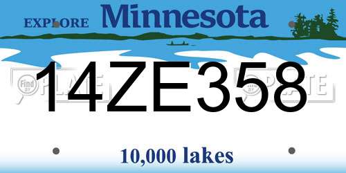 14ZE358 Minnesota License Plate