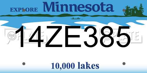 14ZE385 Minnesota License Plate