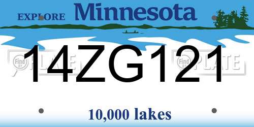 14ZG121 Minnesota License Plate