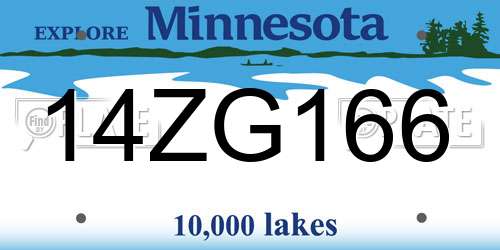 14ZG166 Minnesota License Plate