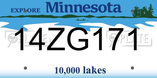 14ZG171 Minnesota License Plate