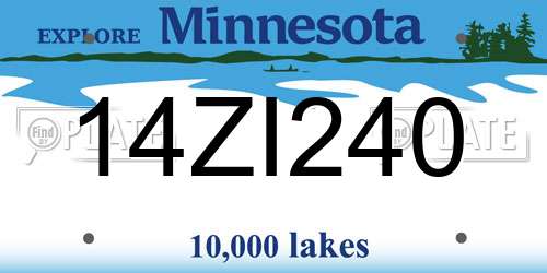 14ZI240 Minnesota License Plate