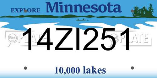 14ZI251 Minnesota License Plate