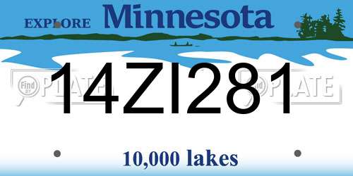 14ZI281 Minnesota License Plate
