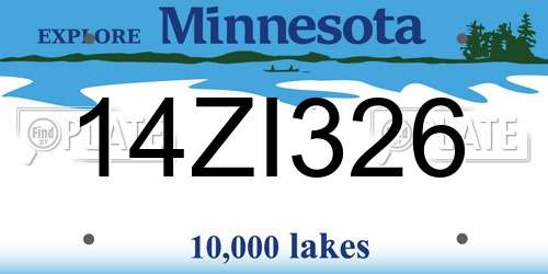 14ZI326 Minnesota License Plate