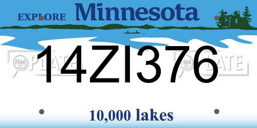 14ZI376 Minnesota License Plate