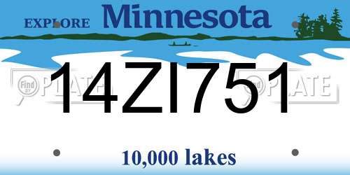 14ZI751 Minnesota License Plate