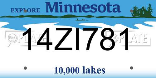 14ZI781 Minnesota License Plate
