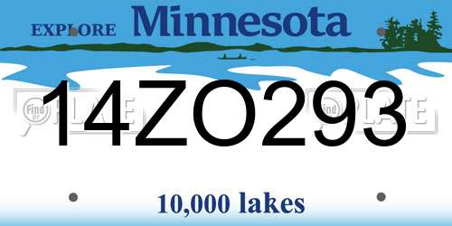 14ZO293 Minnesota License Plate