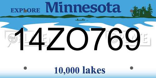 14ZO769 Minnesota License Plate