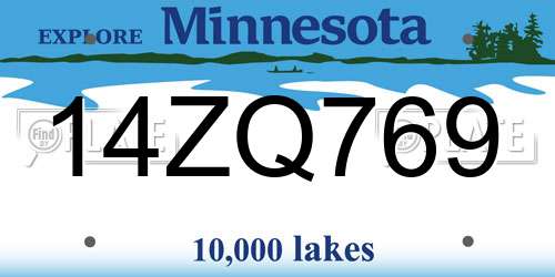 14ZQ769 Minnesota License Plate