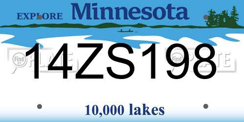 14ZS198 Minnesota License Plate