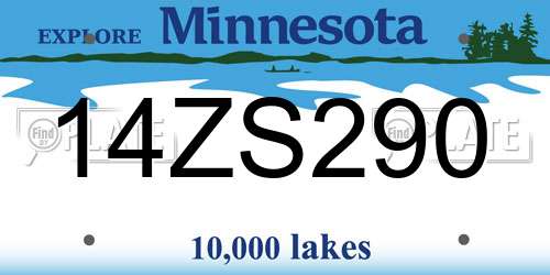 14ZS290 Minnesota License Plate