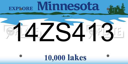 14ZS413 Minnesota License Plate