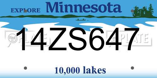 14ZS647 Minnesota License Plate