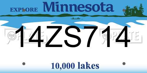 14ZS714 Minnesota License Plate