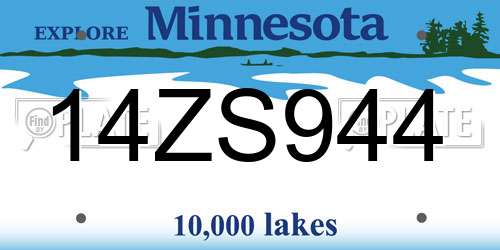 14ZS944 Minnesota License Plate