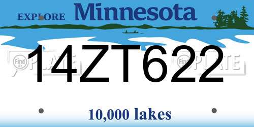 14ZT622 Minnesota License Plate