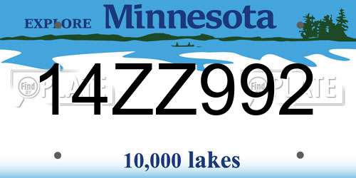 14ZZ992 Minnesota License Plate