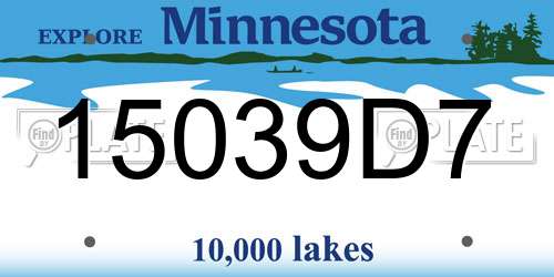 15039D7 Minnesota License Plate