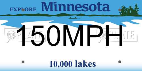 150MPH Minnesota License Plate