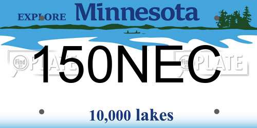 150NEC Minnesota License Plate