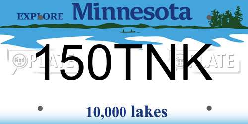 150TNK Minnesota License Plate