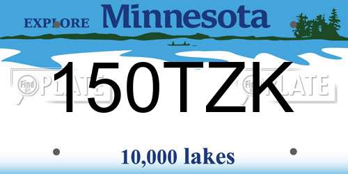 150TZK Minnesota License Plate