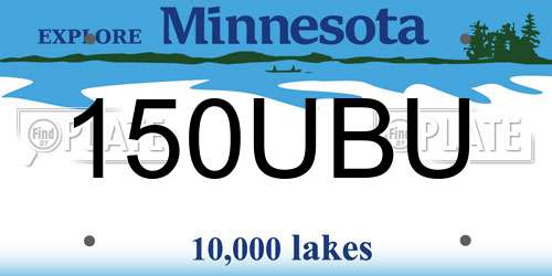 150UBU Minnesota License Plate