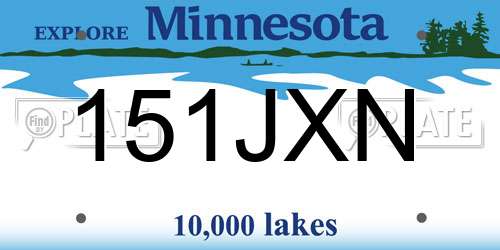 151JXN Minnesota License Plate