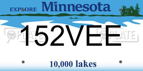 152VEE Minnesota License Plate
