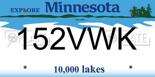 152VWK Minnesota License Plate