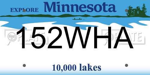 152WHA Minnesota License Plate