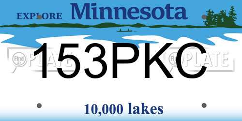153PKC Minnesota License Plate