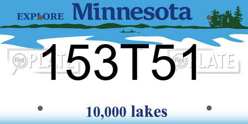 153T51 Minnesota License Plate