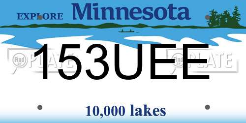 153UEE Minnesota License Plate