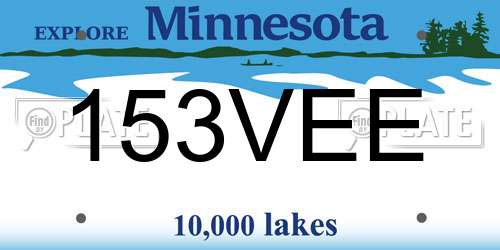153VEE Minnesota License Plate