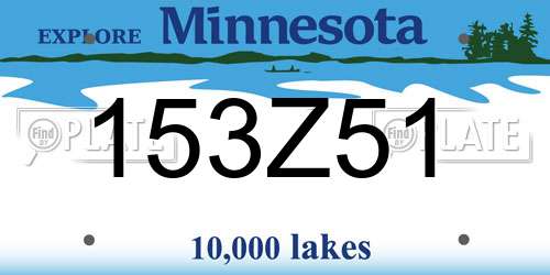 153Z51 Minnesota License Plate