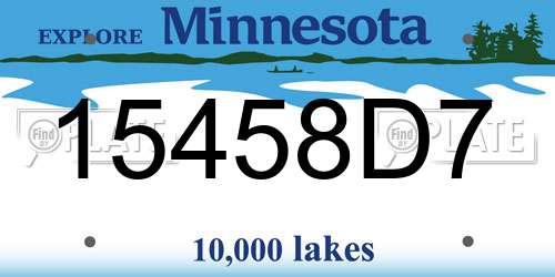 15458D7 Minnesota License Plate