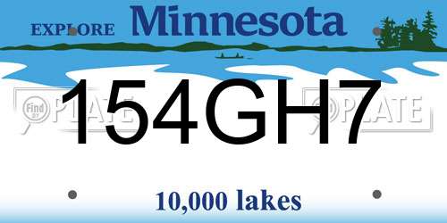 154GH7 Minnesota License Plate