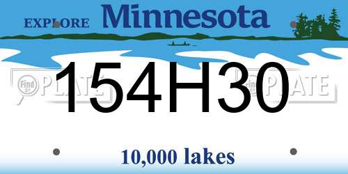 154H30 Minnesota License Plate
