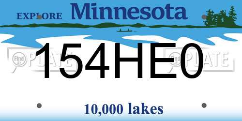 154HE0 Minnesota License Plate
