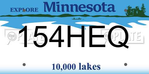 154HEQ Minnesota License Plate