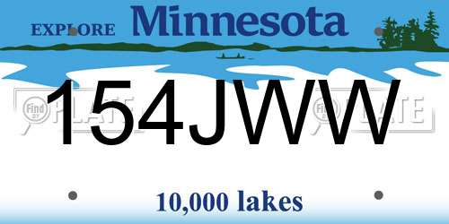 154JWW Minnesota License Plate