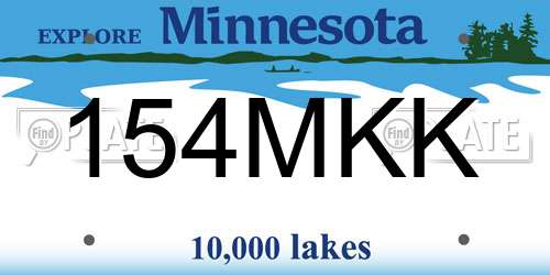 154MKK Minnesota License Plate