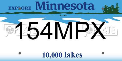 154MPX Minnesota License Plate