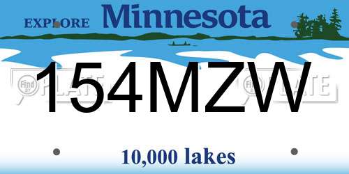 154MZW Minnesota License Plate