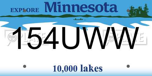 154UWW Minnesota License Plate